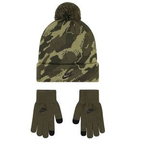 Nike Boys Camo Pom Beanie and Hat Set -E